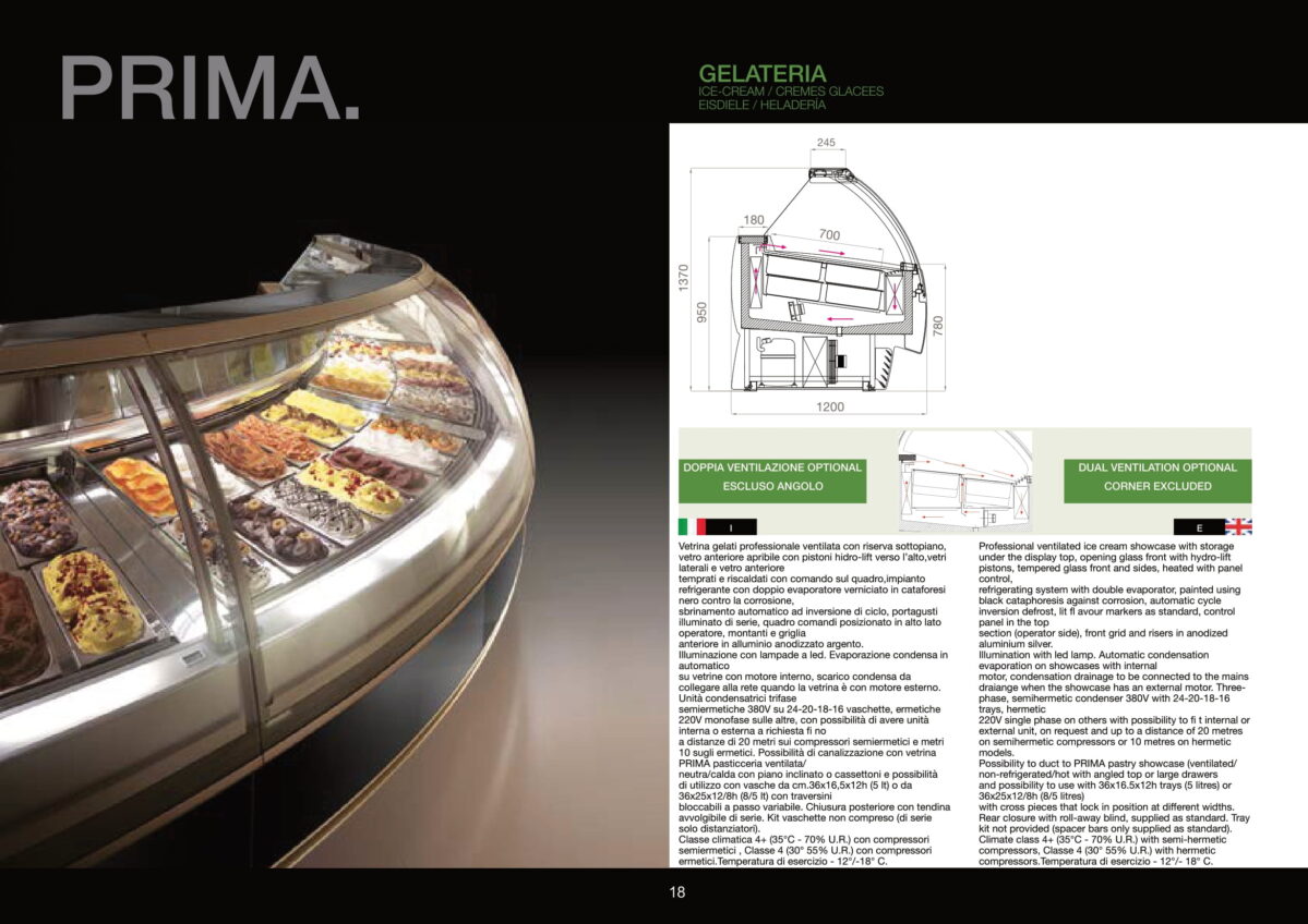 Vetrina gelateria modello Prima