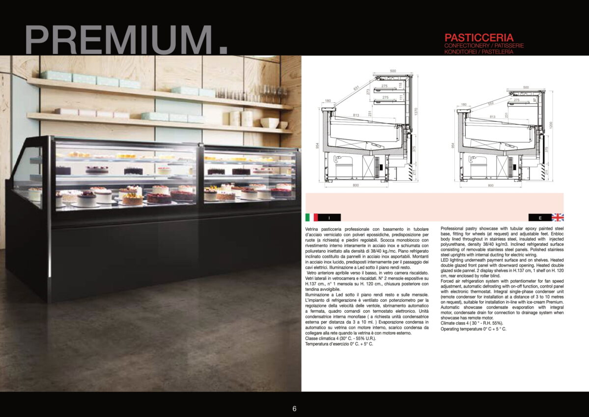 Vetrina pasticceria modello Premium