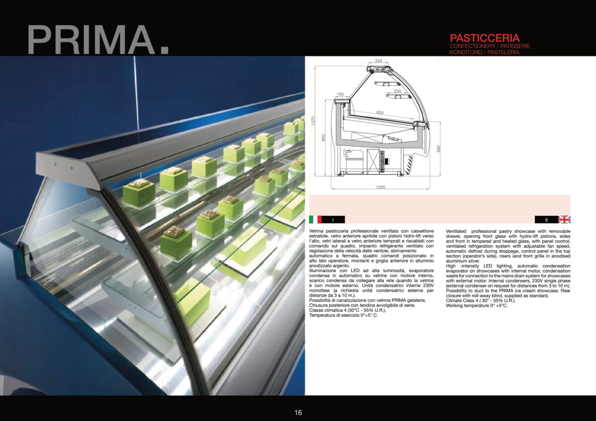 Vetrina pasticceria modello Prima