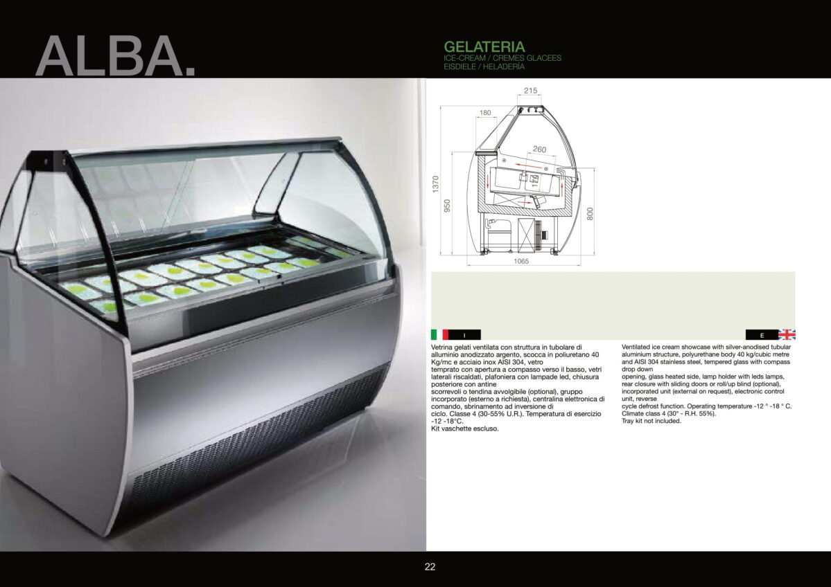 Vetrina gelateria modello Alba