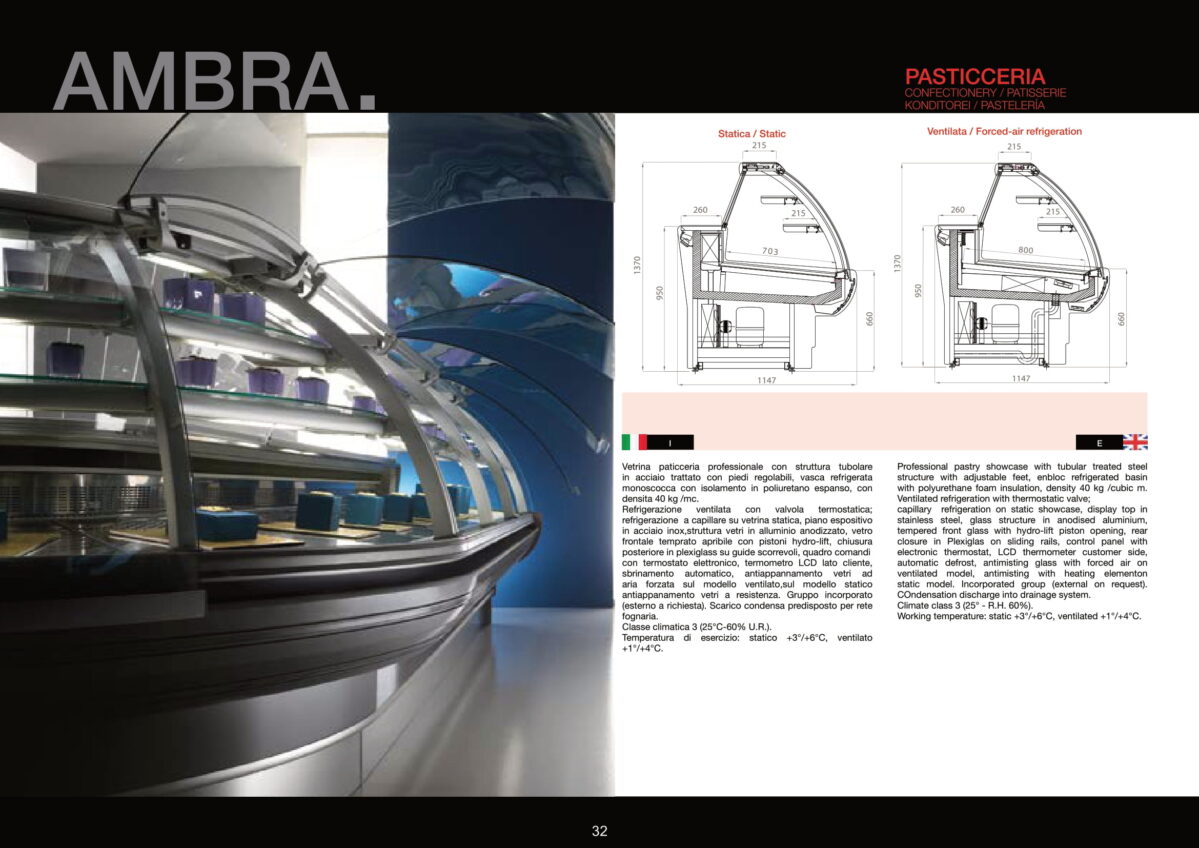 Vetrina pasticceria modello Ambra