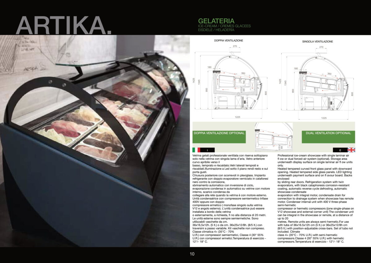 Vetrina gelateria modello Artika