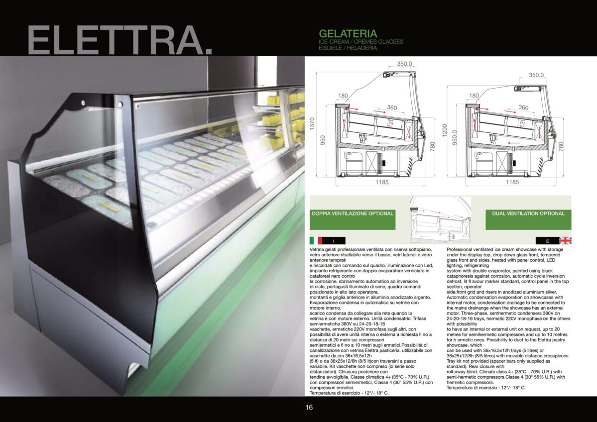 Vetrina gelateria modello Elettra