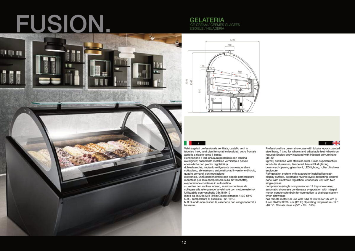 Vetrina gelateria modello Fusion
