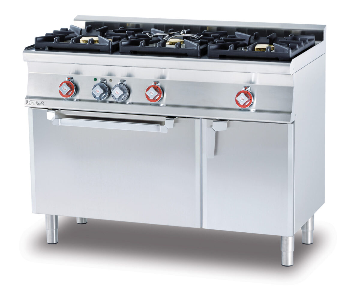 CUCINA MISTA 3 FUOCHI CON Forno elettrico statico con grill cm. 67x38x34h, temp: 50÷250°C, con 1 griglia cm.65×36, vano neutro con porta