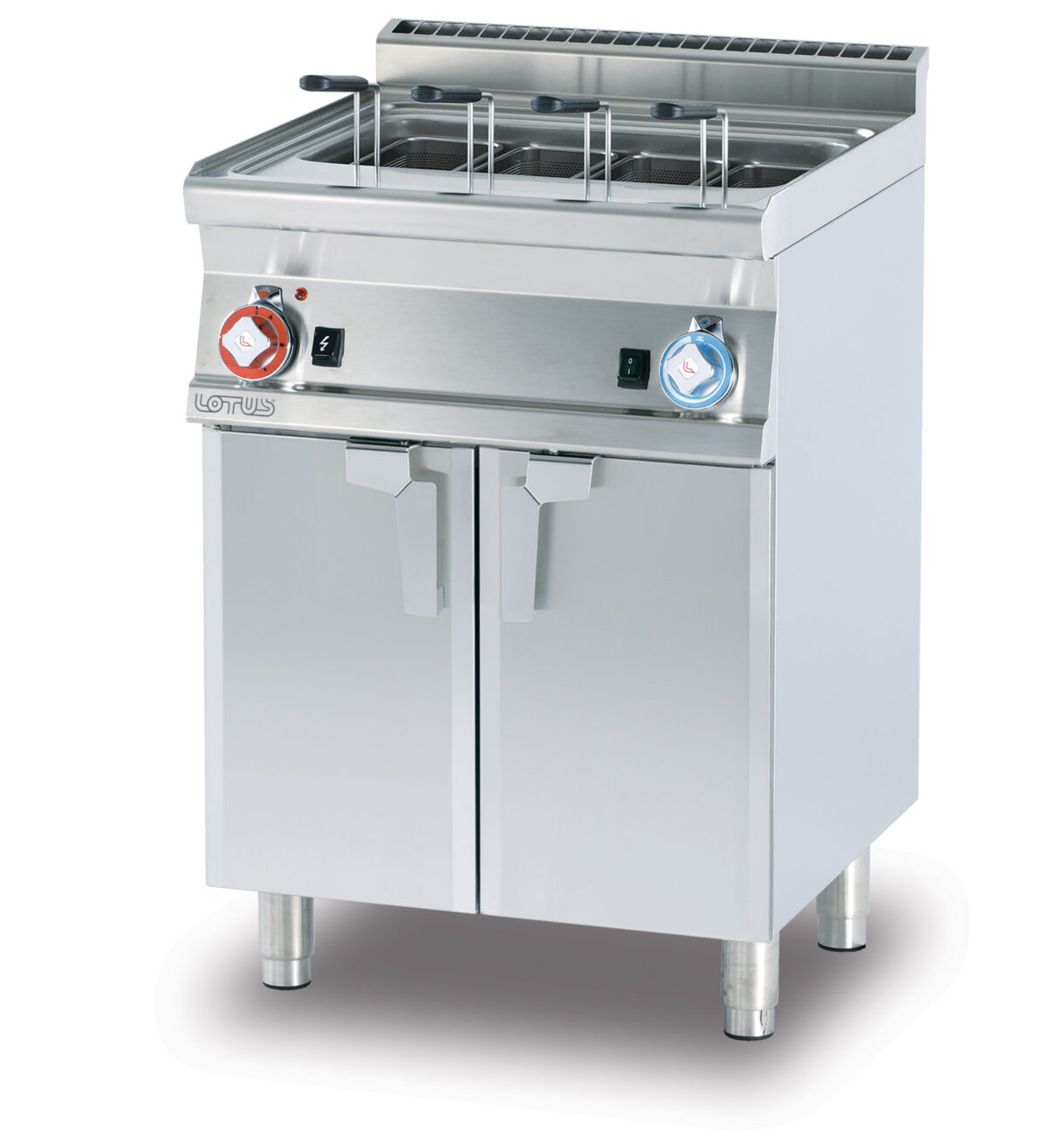 CUOCIPASTA GAS LT. 40 Vasca cm. 51×30,7×32,7h. Rubinetto carico acqua, sfioratore + scarico a pavimento (CESTI ESCLUSI)