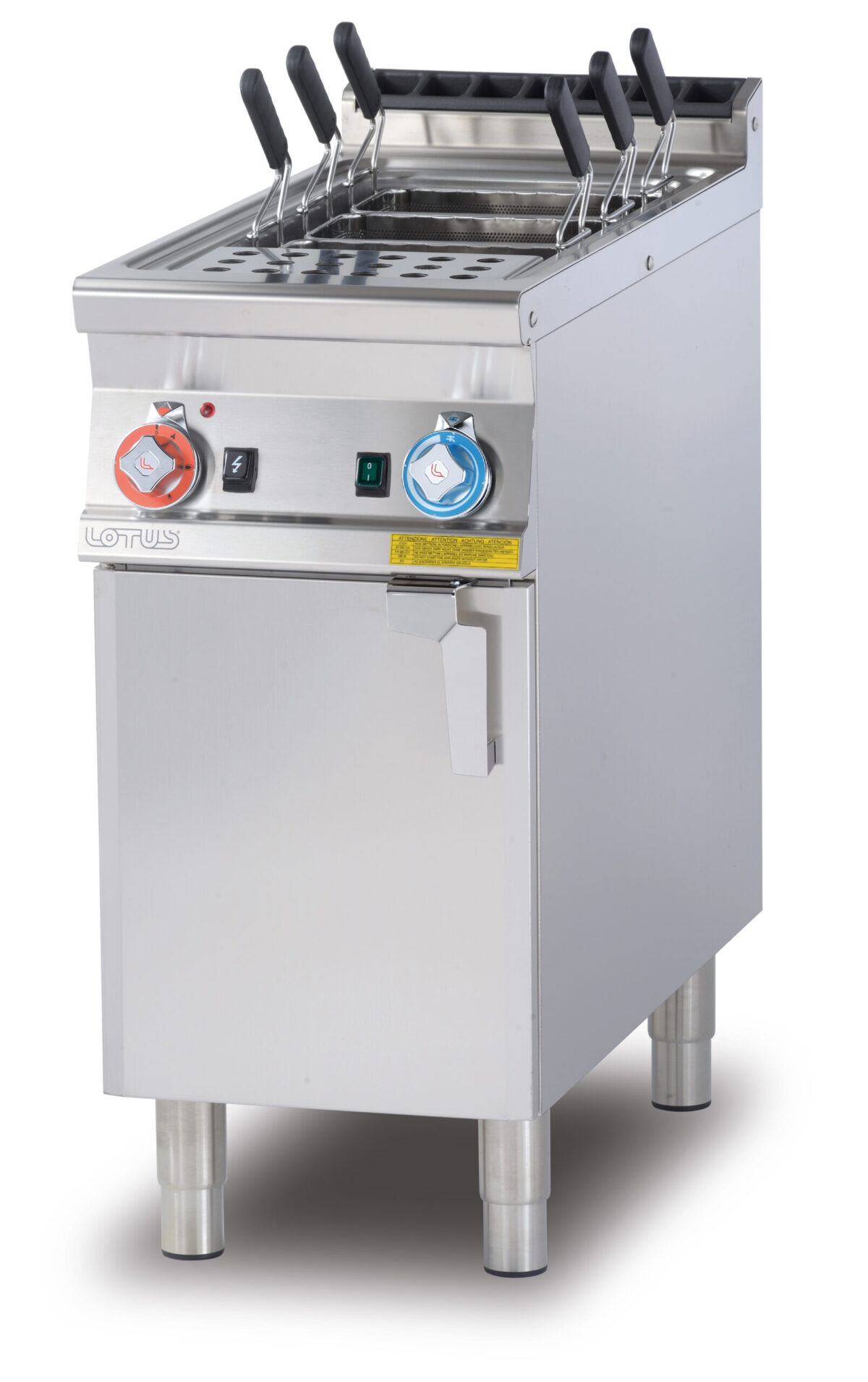 CUOCIPASTA GAS LT. 40 Vasca cm. 30,7×50,9×32,7h. Rubinetto carico acqua, sfioratore + scarico a pavimento (CESTI ESCLUSI) (inclusa 1 testata chiusura piano mod.TPA-9)