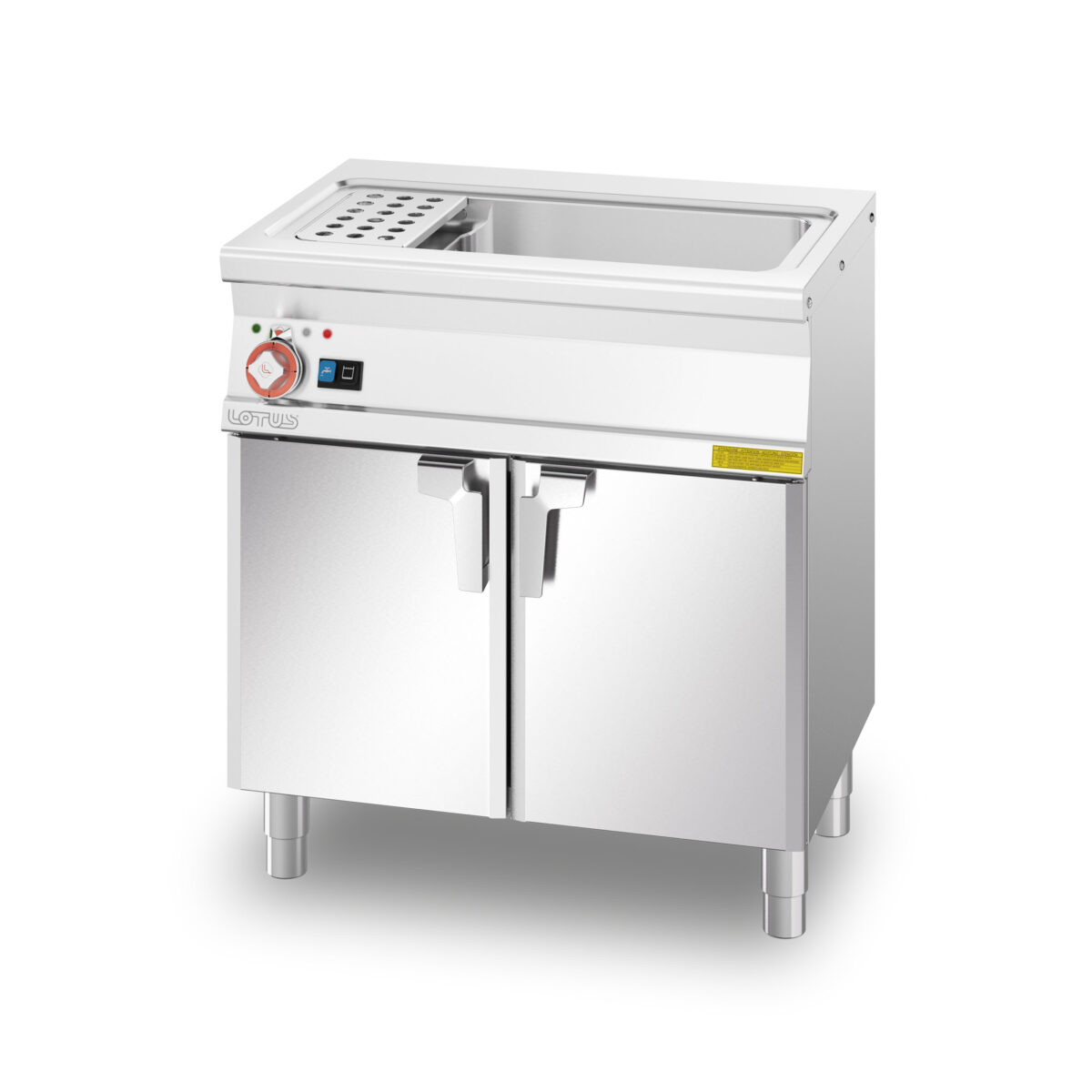 CUOCIPASTA ELETTRICO. Vasca 40 litri cm. 51×30,7×32,7h. Carico acqua automatico con sensore di livello – sfioratore + scarico a pavimento (CESTI ESCLUSI) (inclusa 1 testata chiusura piano mod.TPA-55)