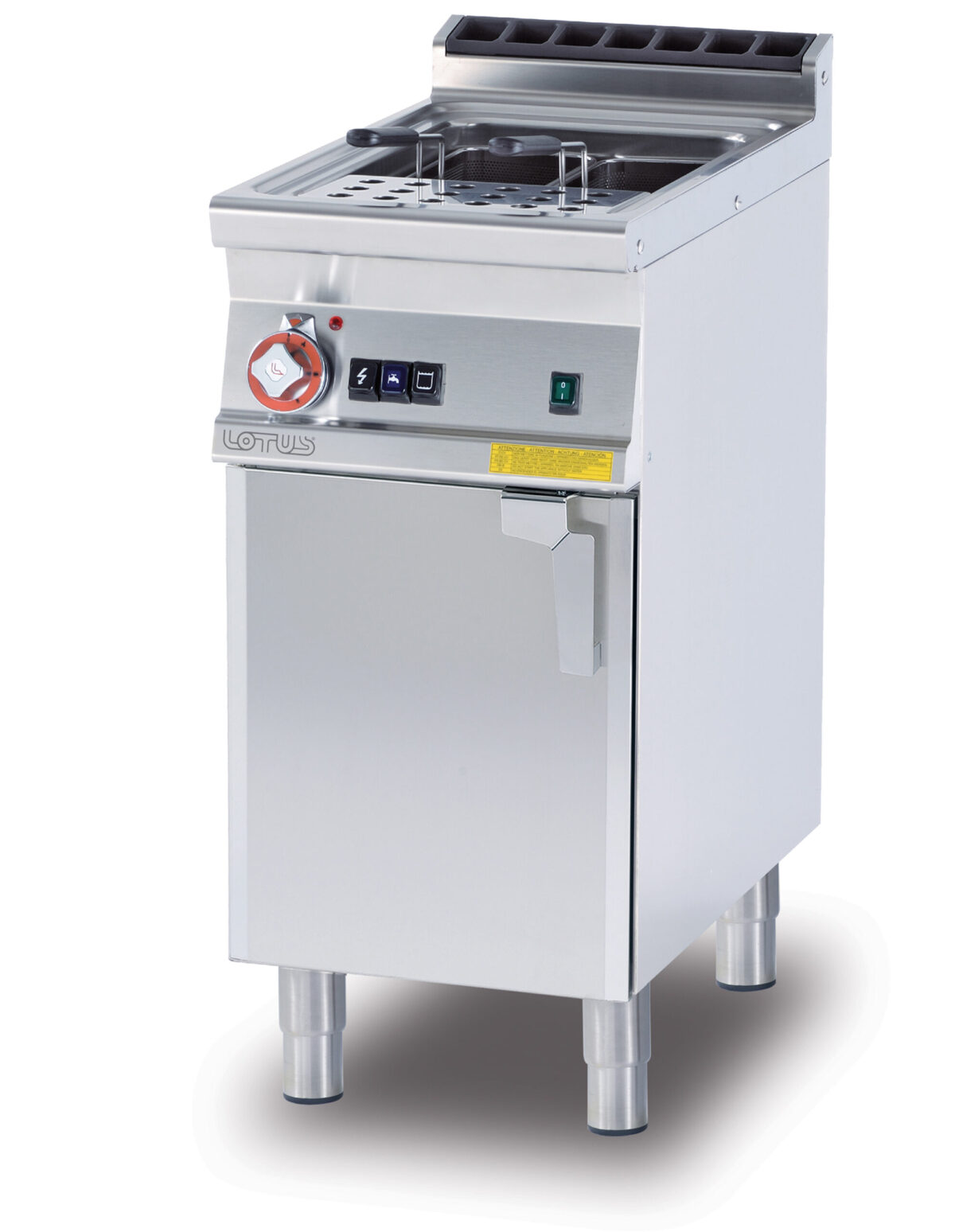 CUOCIPASTA GAS LT 25 Vasca cm. 30,5×33,5×32,7h. Carico acqua automatico con sensore di livello – sfioratore + scarico a pavimento (CESTI ESCLUSI) (inclusa 1 testata chiusura piano mod.TPA-7)