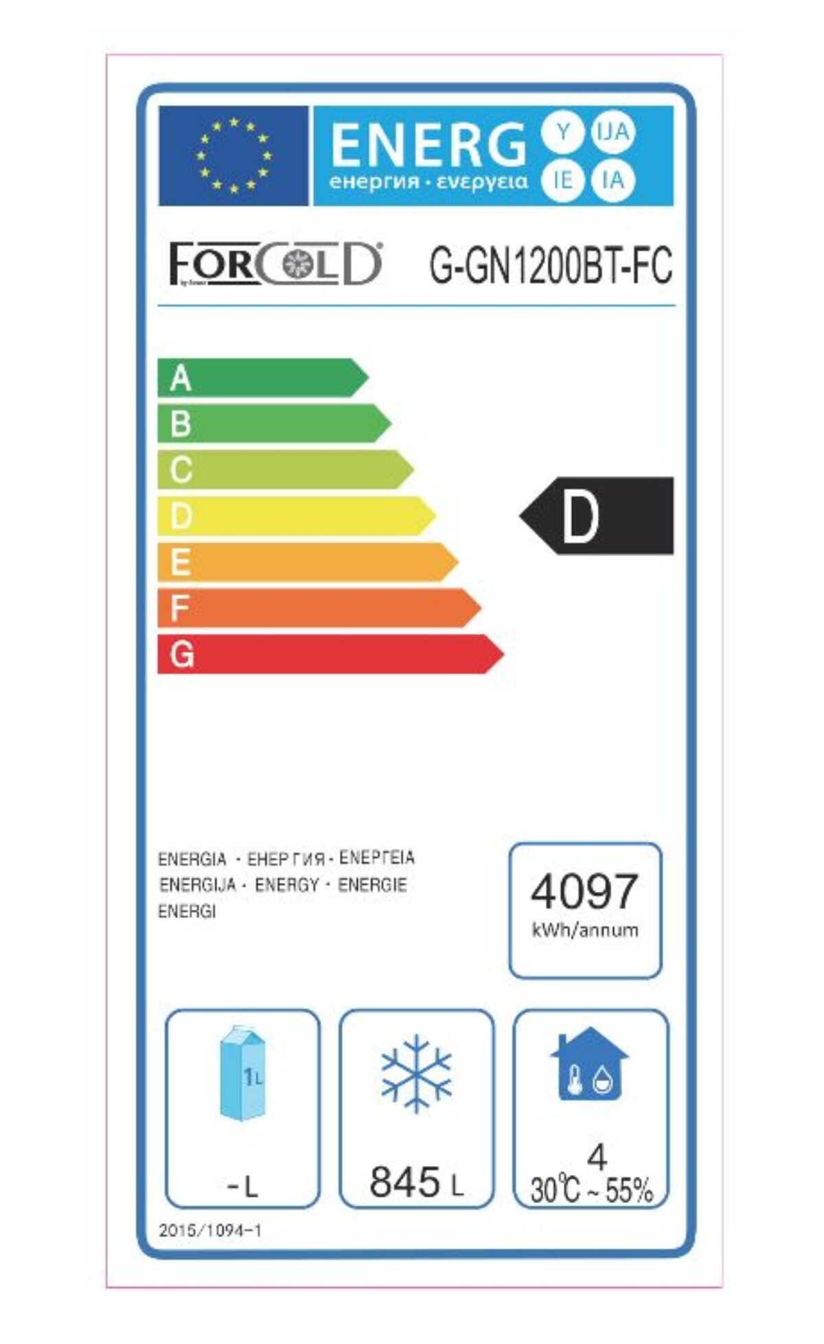 ARMADIO REFRIGERATO GN2/1 STATICO G-GN1200BT-FC