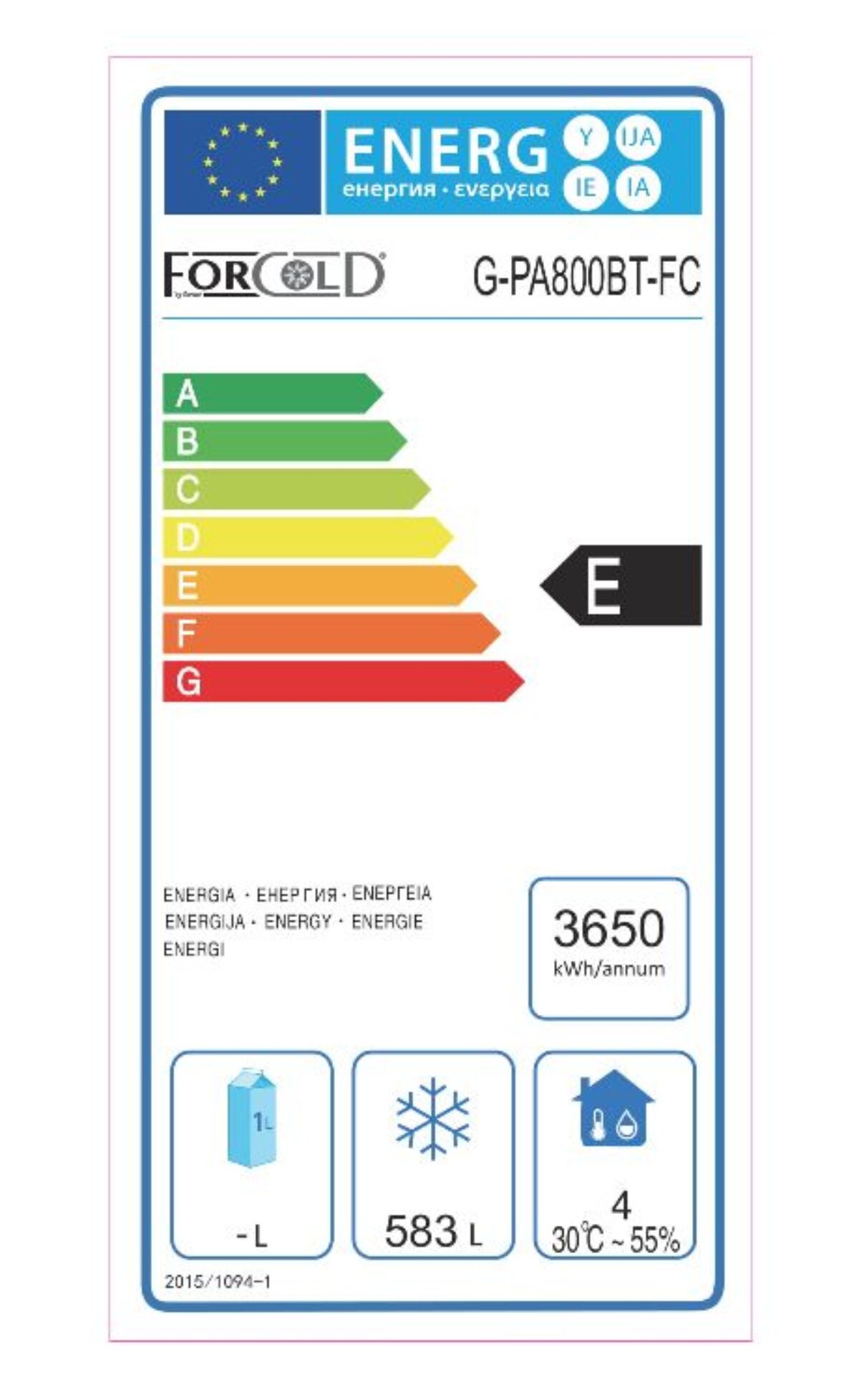 ARMADIO REFRIGERATO PASTICCERIA VENTILATO G-PA800BT-FC