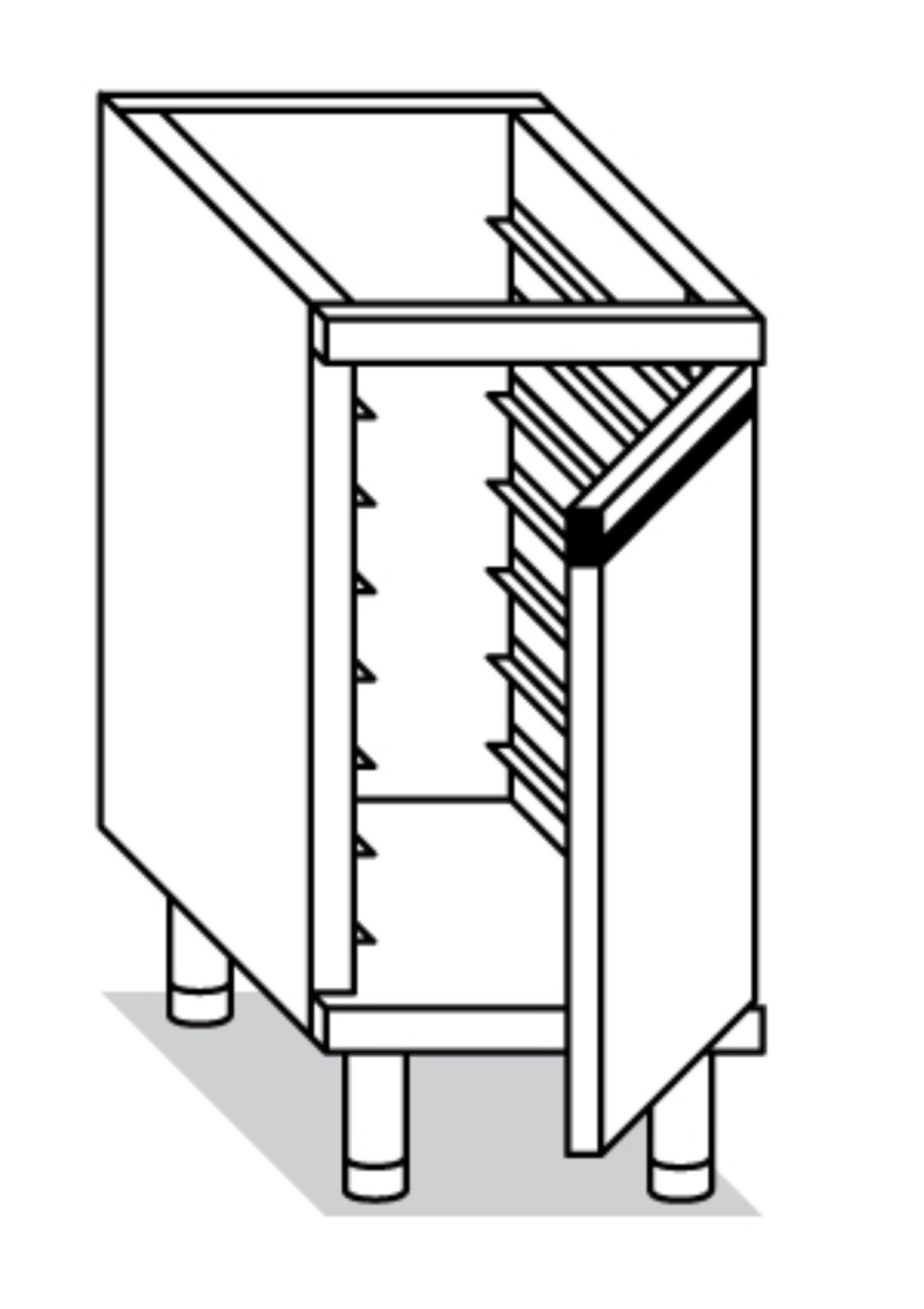 Armadietto con porta con guide per contenitori GN senza piano