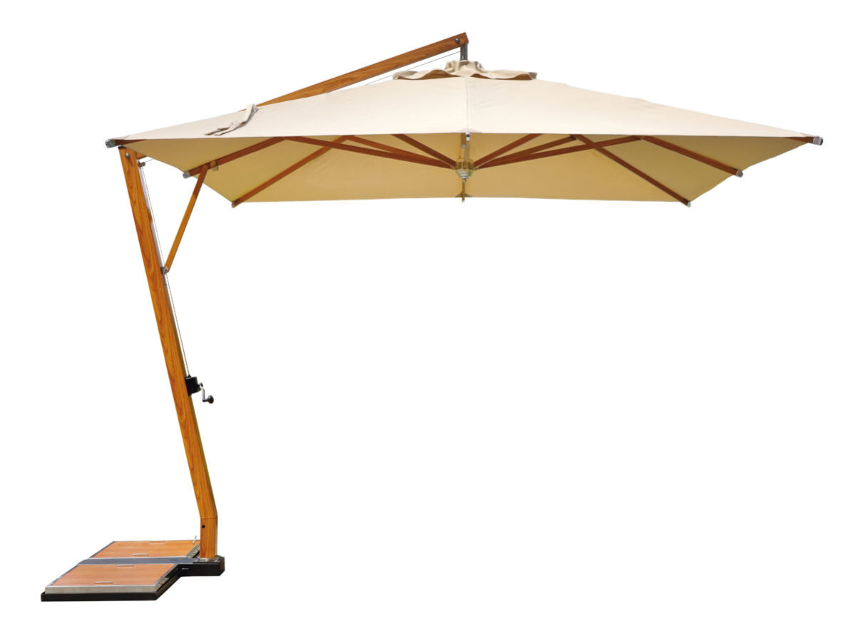 Ombrellone 3,5×3,5 m fusto alluminio verniciato effetto legno –