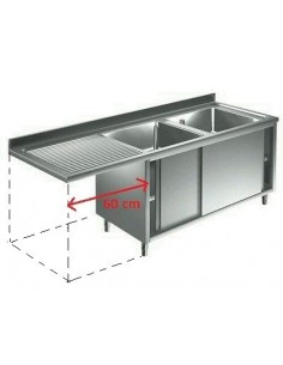 Lavello su Armadio Scorrevole con Vano Lavastoviglie – SERIE ECOLINE PUGLIA INOX