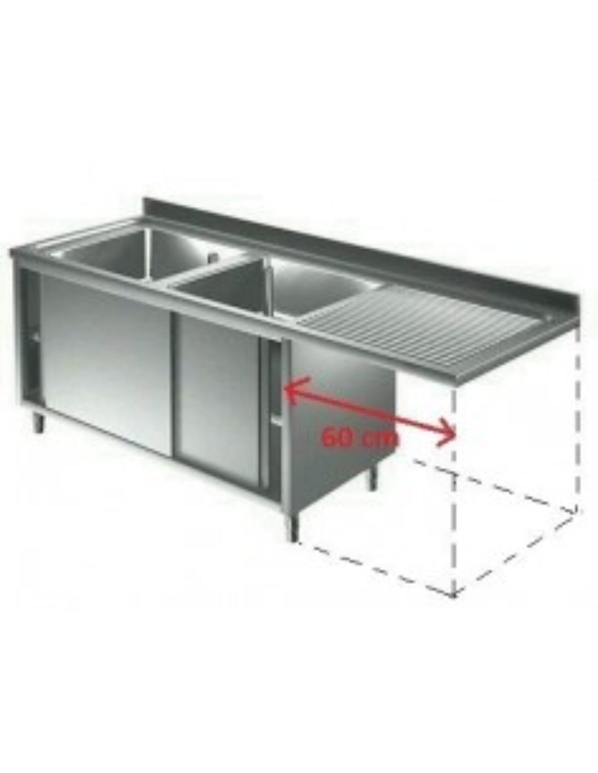 Lavello su Armadio Scorrevole con Vano Lavastoviglie – SERIE ECOLINE PUGLIA INOX