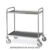 Carrello inox, 2 piani stampati cm 80×50, ruote elastiche, 2 frenate