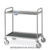 Carrello inox, 2 piani stampati cm 80×50, svuotarifiuti, ruote elastiche, 2 frenate