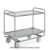 Carrello inox portata 200 kg, 2 piani stampati cm 100×50, svuotarifiuti, ruote elastiche, 2 frenate
