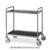 Carrello inox saldato, 2 piani stampati cm 100×50, svuotarifiuti, 2 ruote frenate