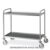 Carrello inox, 2 piani stampati cm 100×60, ruote elastiche, 2 frenate