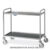 Carrello inox, 2 piani stampati cm 100×60, svuotarifiuti, 2 ruote frenate