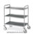 Carrello inox, 3 piani stampati cm 80×50, svuotarifiuti, ruote elastiche, 2 frenate