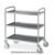 Carrello inox saldato, 3 piani stampati cm 80×50, svuotarifiuti