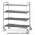 Carrello inox saldato, 4 piani stampati cm 120×60, ruote elastiche, 2 frenate