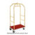 Carrello portabiti/portabagagli, ottonato, moquette bordeaux cm 99x59x189h, ruote elastiche, 2 frenate