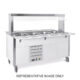 Buffet caldo con parafiato fisso, armadiato, illuminazione a led, 4xGN 1/1, tinto rovere