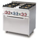 cucina a gas 4 fuochi Forno a gas statico con grill cm. 64x39x35h, temp: 125÷275°C, con 1 griglia cm.53×32,5 GN1/1 – Porta vetro