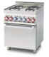 CUCINA ELETTRICA TRIFASE CON 4 PIASTRE Forno elettrico multifunzione camera cm. 46x37x35h, temp: 50÷250°C, con 1 griglia cm.41×32,5 – Porta vetro